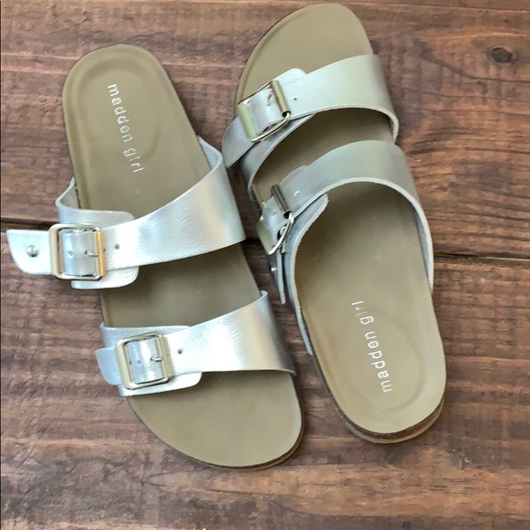 Madden Girl Shoes - MADDEN GIRL• SIlver Slip On Sandals